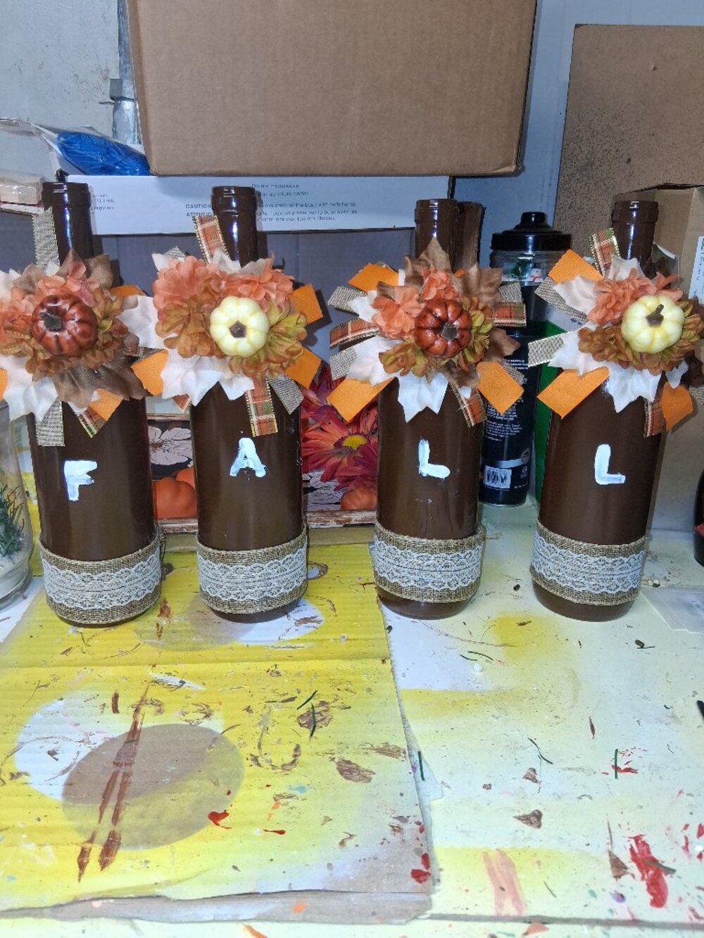 Fall wine bottle centerpiece